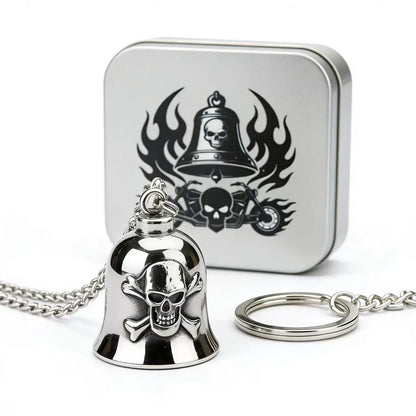 HNSP 316L Stainless Steel Gremlin Bell Biker Guardian Bell for Motorcycle, Luck Protection Pendant Men Gift Box Set