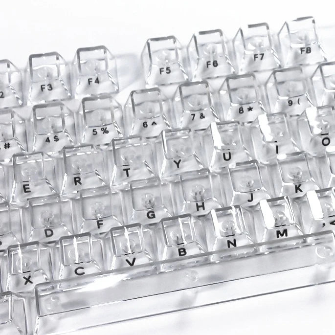 Crystal Transparent Cherry Profile Keycaps For Mechanical Gaming Keyboard ISO Enter PC Key Caps Side Carving Backlit RGB Keycap