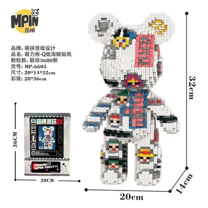 Weeding Bear Building Block Art Cake Bear Eternal Heart Bouquet Bear Ornament DIY Assembly Mini Brick Figure for Birthday Gift