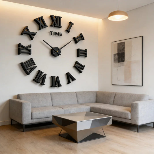 2D/3D Large Roman Numeral Acrylic Mirror Wall Clock Sticker Fashion DIY Quartz Clocks Watch Home Decoration Living Room Stickers