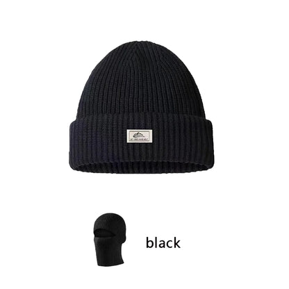2In1 Mask Beanies Hat Kintted Thicken Winter Ski Balaclava Full Face Mask Thermal Windproof Coldproof Running Earmuffs Hat
