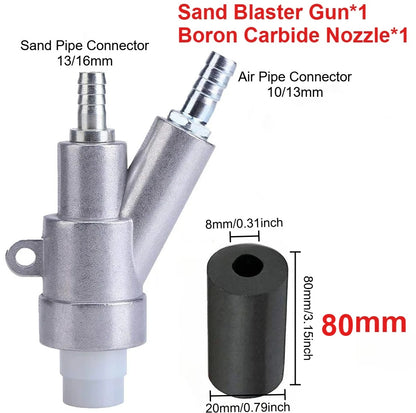 35/40/60/80mm Sand Blaster Gun Kit,Sandblaster Sandblasting Gun for Sandblast Blast Cabinet with Boron Carbide Nozzle