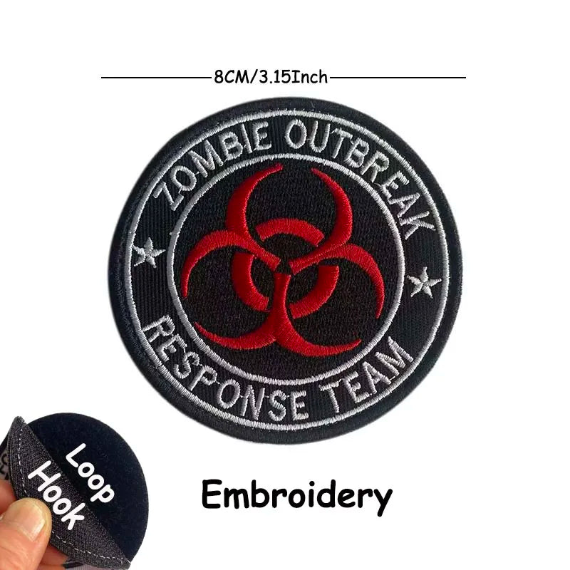 1PC,2PCS/ Umbrella Corporation PVC Rubber Morale Emblem,Biohazard Insignia Applique Embroidered patches,Tactical Backpack Badges