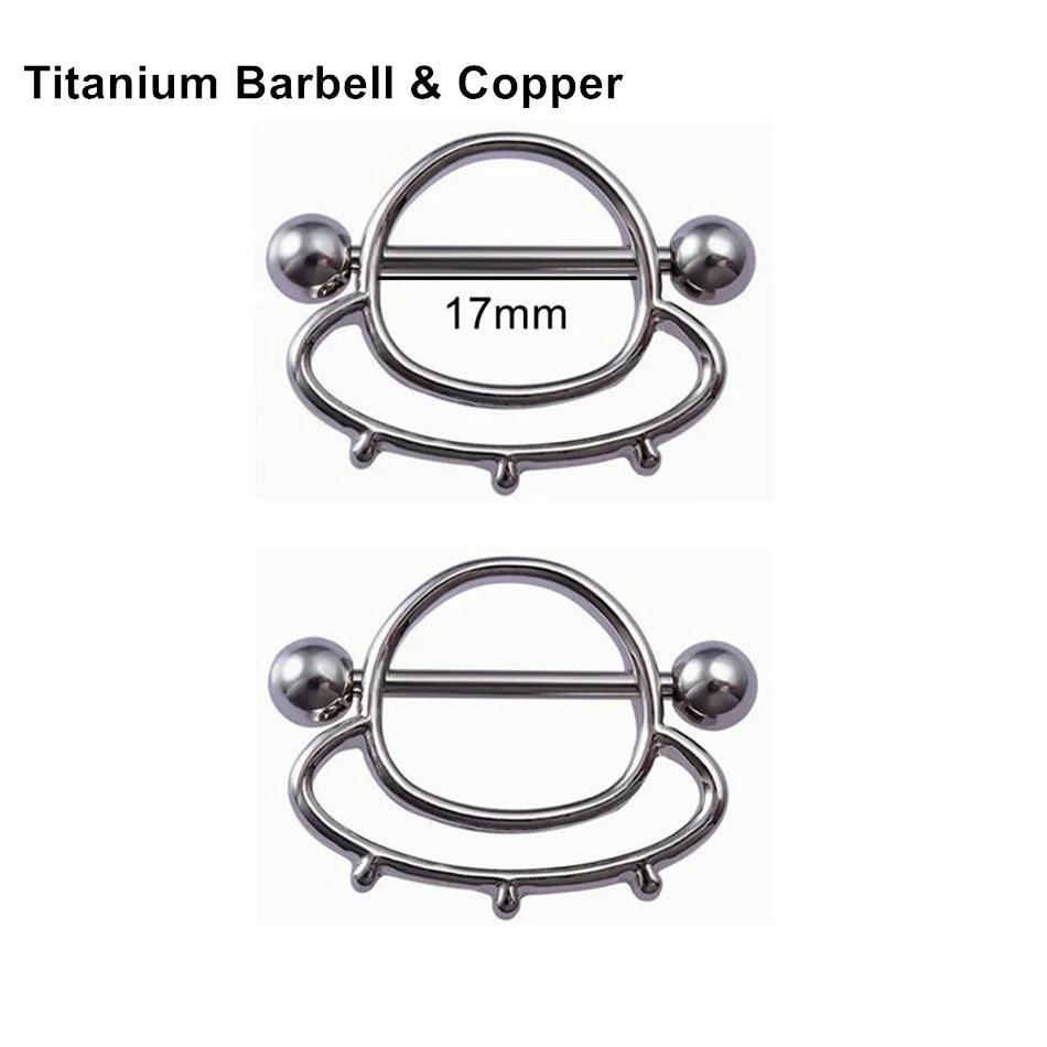 2Pcs 14G 16G Titanium Nipple Barbell For Women Men Gothic Punk Skull Alien Vampire Teeth Nipple Rings Body Meme Piercing Jewelry