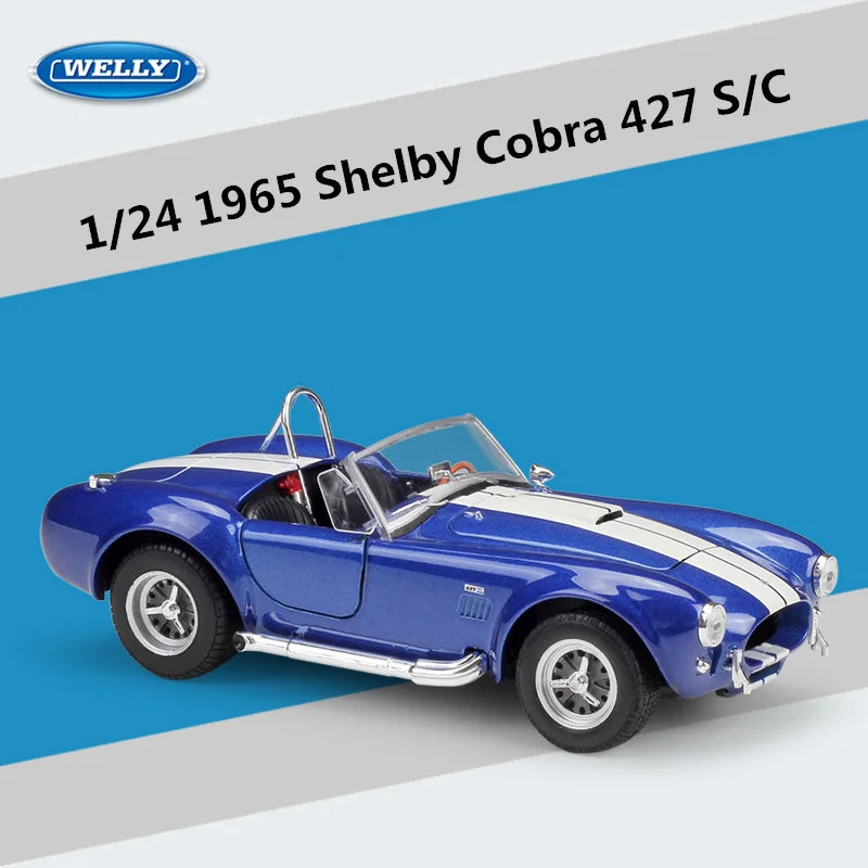 WELLY 1:24 1965 Shelby Cobra 427 S/C Alloy Sports Car Model Diecast Metal Classic Racing Car Vehicles Model Simulation Kids Gift