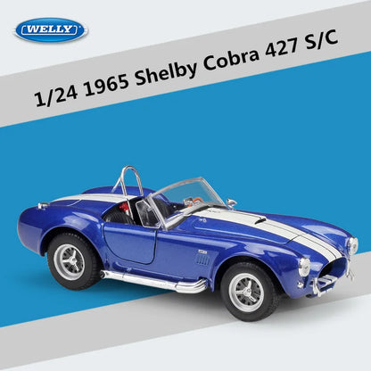 WELLY 1:24 1965 Shelby Cobra 427 S/C Alloy Sports Car Model Diecast Metal Classic Racing Car Vehicles Model Simulation Kids Gift