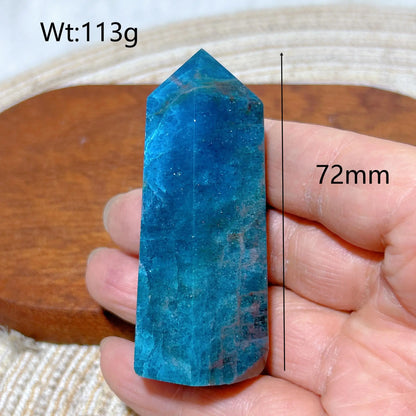 Natural Crystal Blue Flashy Apatite Tower Healing Gemstones High Quality Mineral Reiki Ornament Home Decorations Gift