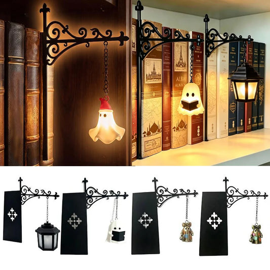 Halloween Ghost Figurine Statue Cute Ghost Reading Book Lamp Designs 3D Unique Night Light Gifts Tabletop Ornament Decoration
