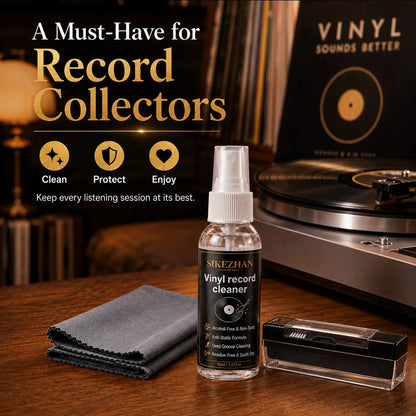 Anti Static Vinyl Record Cleaner Spray Kit Deep Groove Dust Remover Alcohol Free Liquid Microfiber Cloth Turntable LP Brush