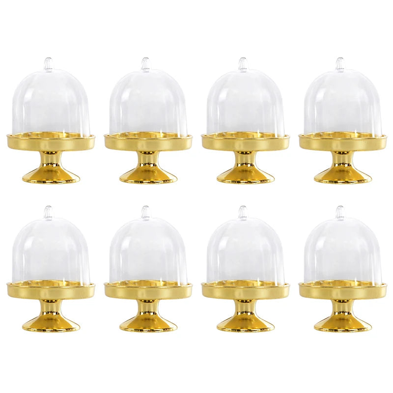 5/20Pcs Mini Candy Cupcake Stand Holder with Clear Lid Chocolate Dessert Display Tray Wedding Kids Birthday Party Decor Supplies