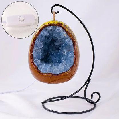Natural Amethyst Cave Table Lamp Dinosaur Egg Bedroom LED Night Light Bedside Lamp Amethyst Flower Handicraft Home Decoration