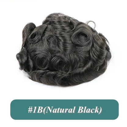 5 Inches Human Hair Brown Gray Blonde Natural Hairline Men's Toupee Long Last 0.1mm Poly Skin Silicon Base #4 1b50 Hair Replace
