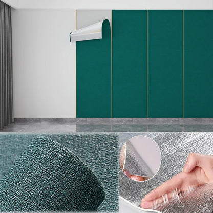 3D Self-Adhesive Linen Wallpaper Continuous Waterproof Wall Stickers Living Room Bedroom Kitchen Cabinet Waterproof Wall Sticker