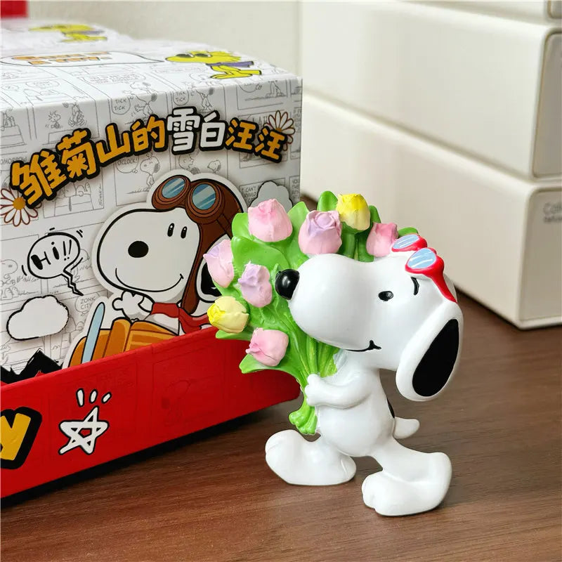 Snoopy Action Figure Blind Box Mystery Box Surprise Gift Cute Cartoon Anime Figurine Car Dashboard Decor Desktop Ornament Toys