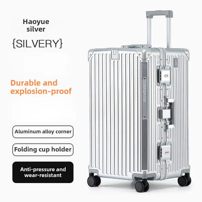 KLQDZMS Aluminum Frame Suitcase 26"29"32 Inch Large Capacity Cart Case Cart Type Travel Bag Women's Password Box Cabin Luggage