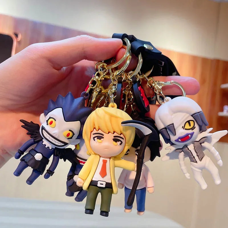 Death Note Keychain Anime L Ryuuku Ryuk Key Rings 3D Doll Figure Key Buckles Props Bag Accessories Friends Gift