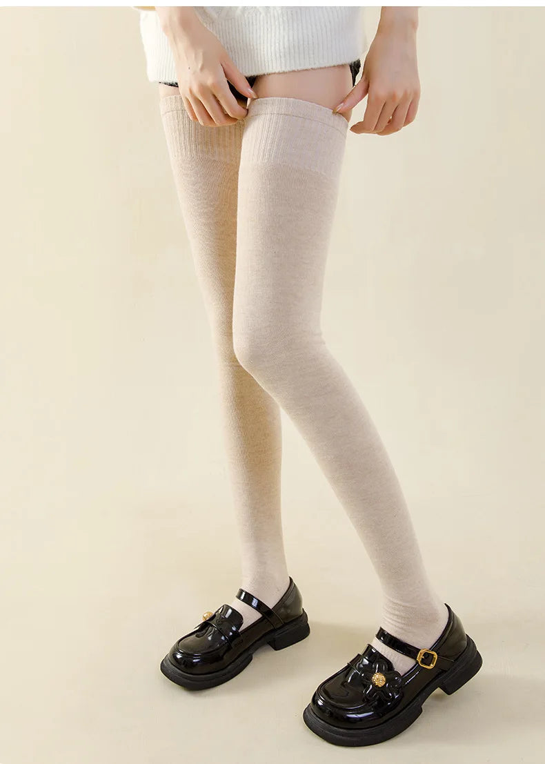 Winter Thigh High Cotton Socks For Women 80-100cm stockings Japanese Lengthened JK Lolita Stockings Over The Knee Socks Slim