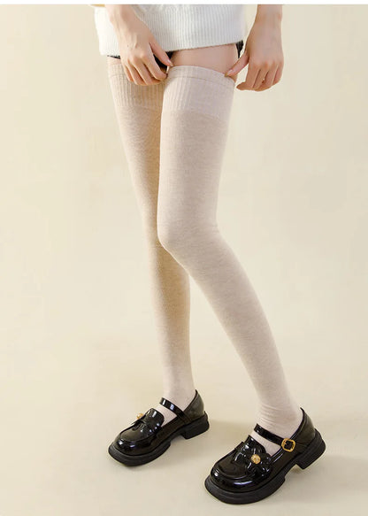 Winter Thigh High Cotton Socks For Women 80-100cm stockings Japanese Lengthened JK Lolita Stockings Over The Knee Socks Slim
