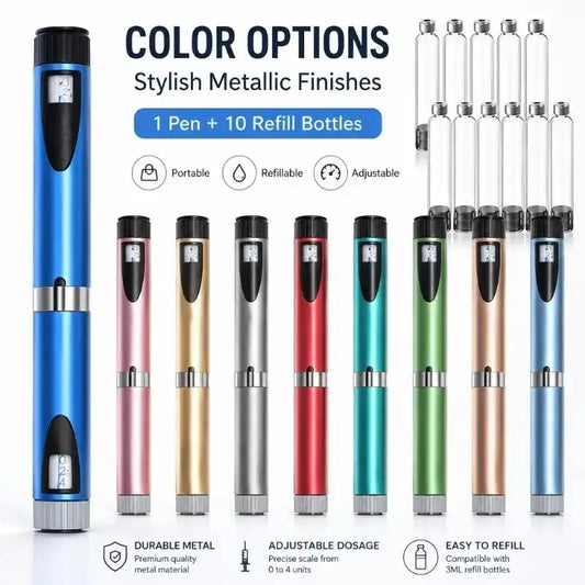 Reusable Injection Pen Peptide Pen,Insulin Pen Reusable Adjustable Dose Cartridge Subcutaneous Injector Medical Durable Precise