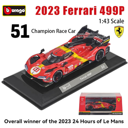 Bburago 1:43 296 GT3 racing Alloy die-casting car model toy WEC 24h Le Mans Hypercar 2025 Ferrari 499P No.83 Ye Yifei FIA WEC