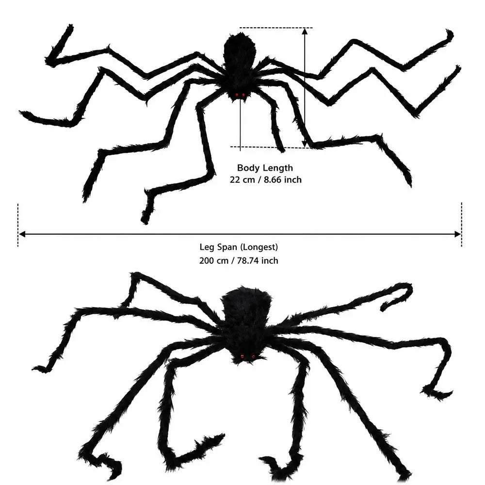 Large Black Spider for Halloween, Giant Spider Decoration, Professional Accessories, for Outdoor Yard, Scary Decoration