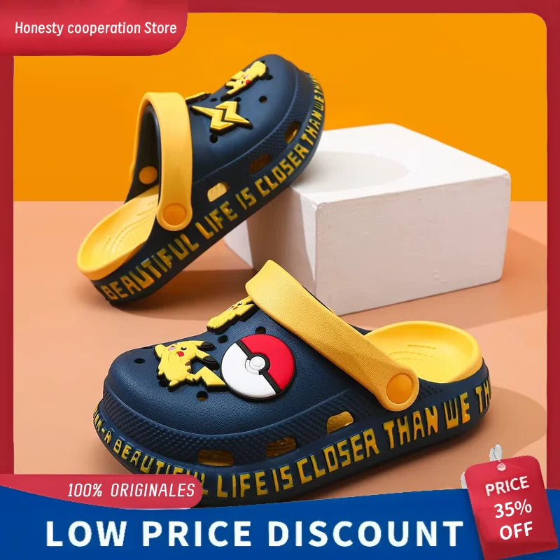 In Stock Pika Kids Clogs Boys Slippers Summer New Style Soft Non-slip Sole Toddler Baby Outdoor Beach Sandals Lightweight Home