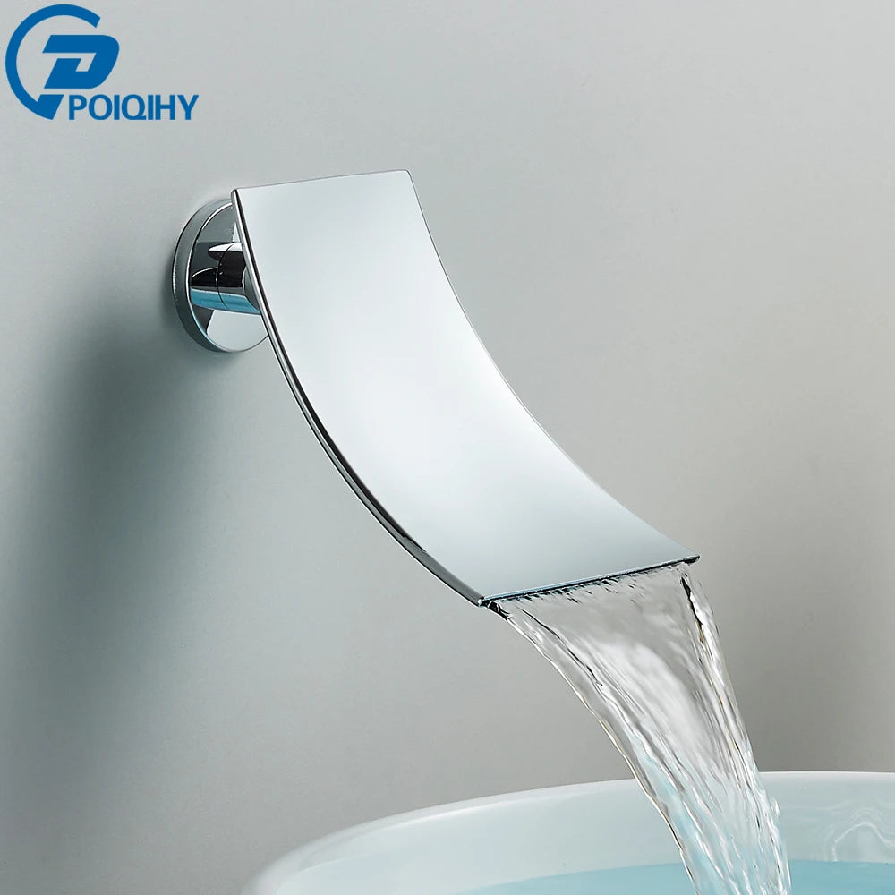 Brass Faucet Spout Black Bath Spout Golden Bathroom Faucet Accessory Waterfall Tub Spout Basin Water Outlet