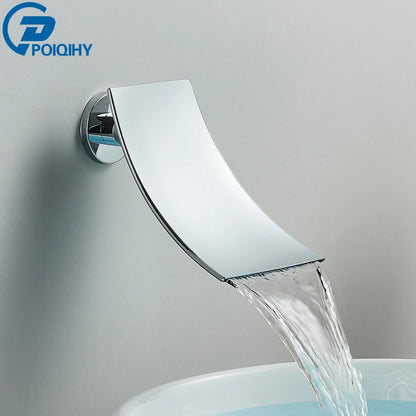 Brass Faucet Spout Black Bath Spout Golden Bathroom Faucet Accessory Waterfall Tub Spout Basin Water Outlet