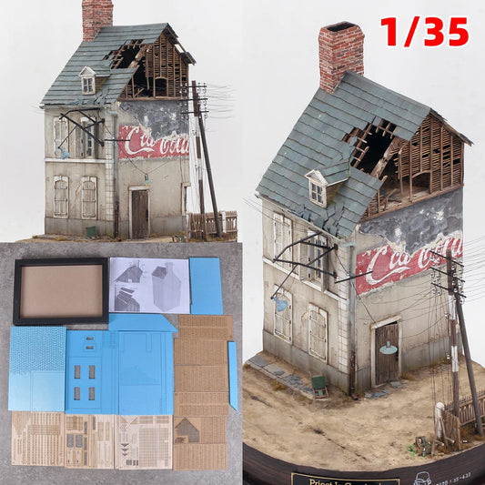 Assembly Architectural Model Miniature Architectural Building Model Brick Concrete Building Villa Diorama Scale Model Kit 1/35