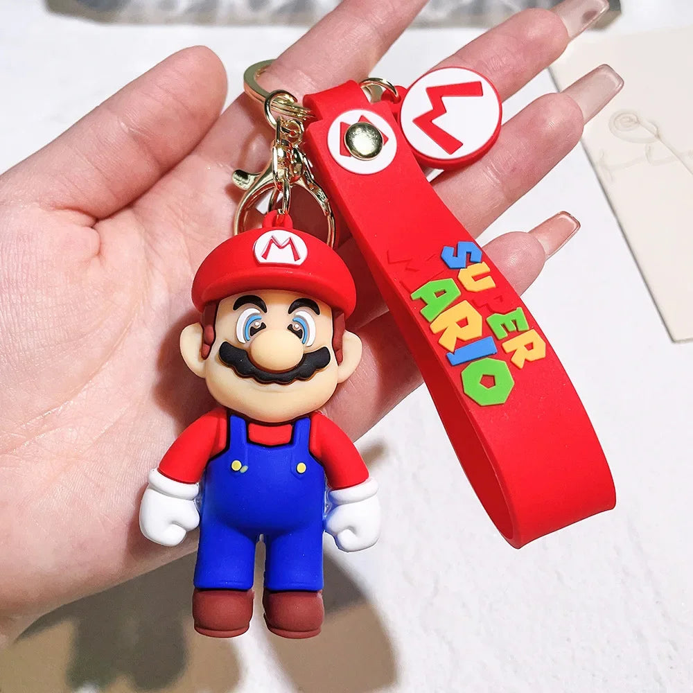Mario Keychain Mario Bros Luigi Figure Toad Yoshi Bowser Action Figure Model Cartoon Bag Doll Pendant Toys Gift