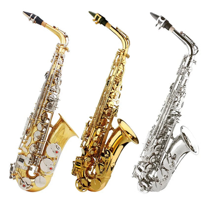 SLADE Eb E Flat Alto Saxophone Brass Sax Saxofone Woodwind Music Instrument With Case Reeds Mouthpiece Gloves Accessories