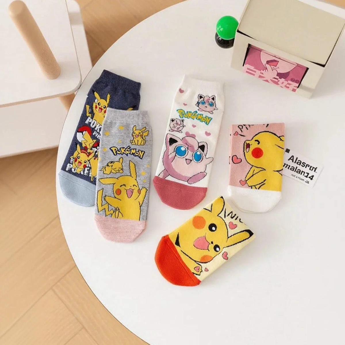 5 Pairs of Japanese Style Novel Cartoon Pok é Mon Couple Knitted Socks Summer Lightweight and Breathable Invisible Boat Socks