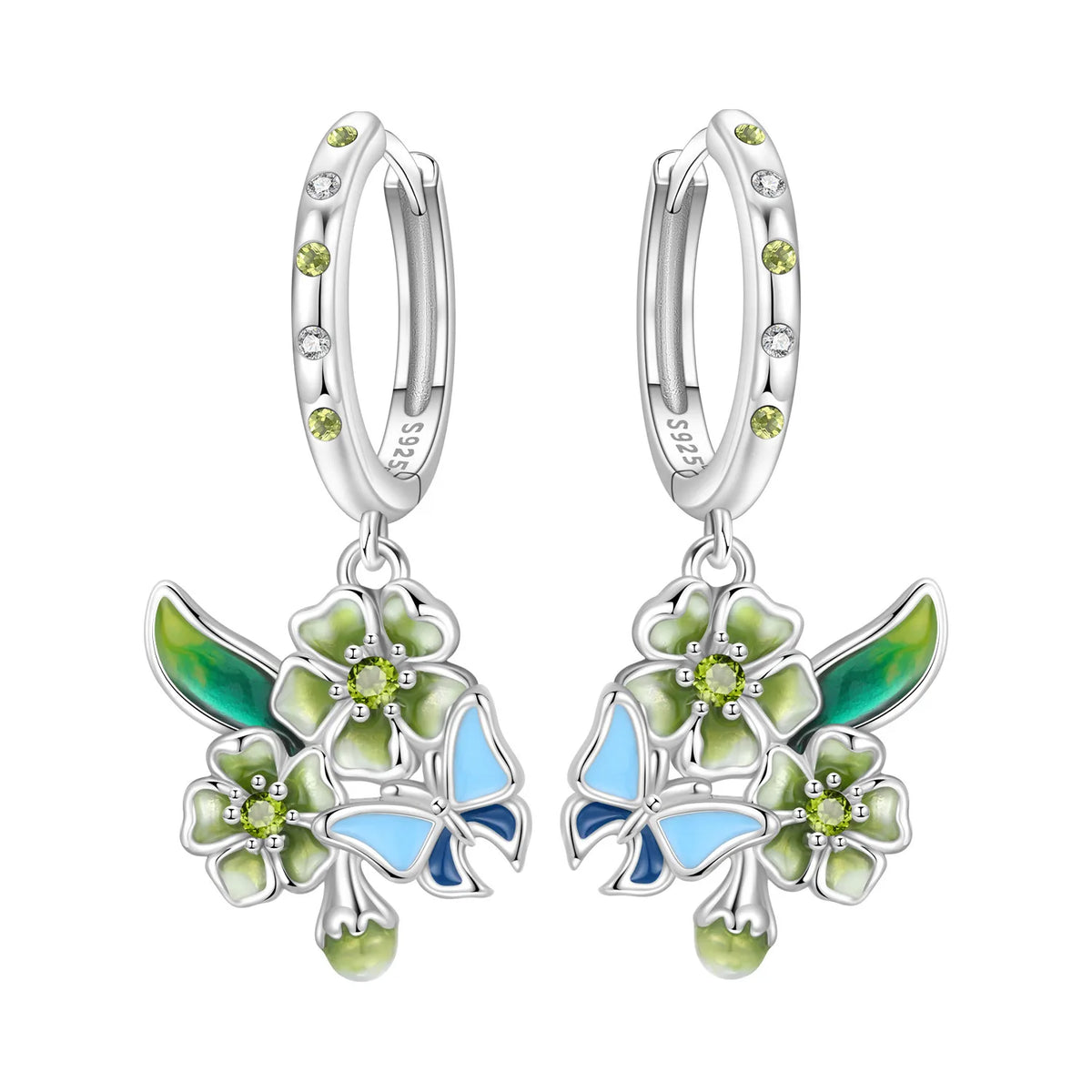 Orstarry Original 925 Sterling Silver Blue Iris Flower Earrings Women Hoop Earring Anniversary Jewelry Trendy Gifts