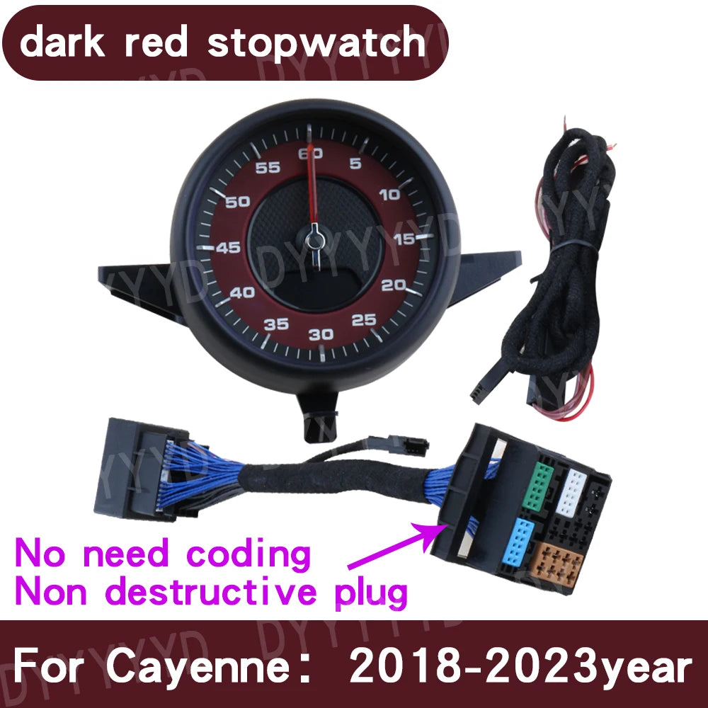 For Porsche Cayenne 9Y0 Stopwatch 2018-2023 Interior Dashboard Central Sportchrono Clock Compass Electronic Meter Accessional