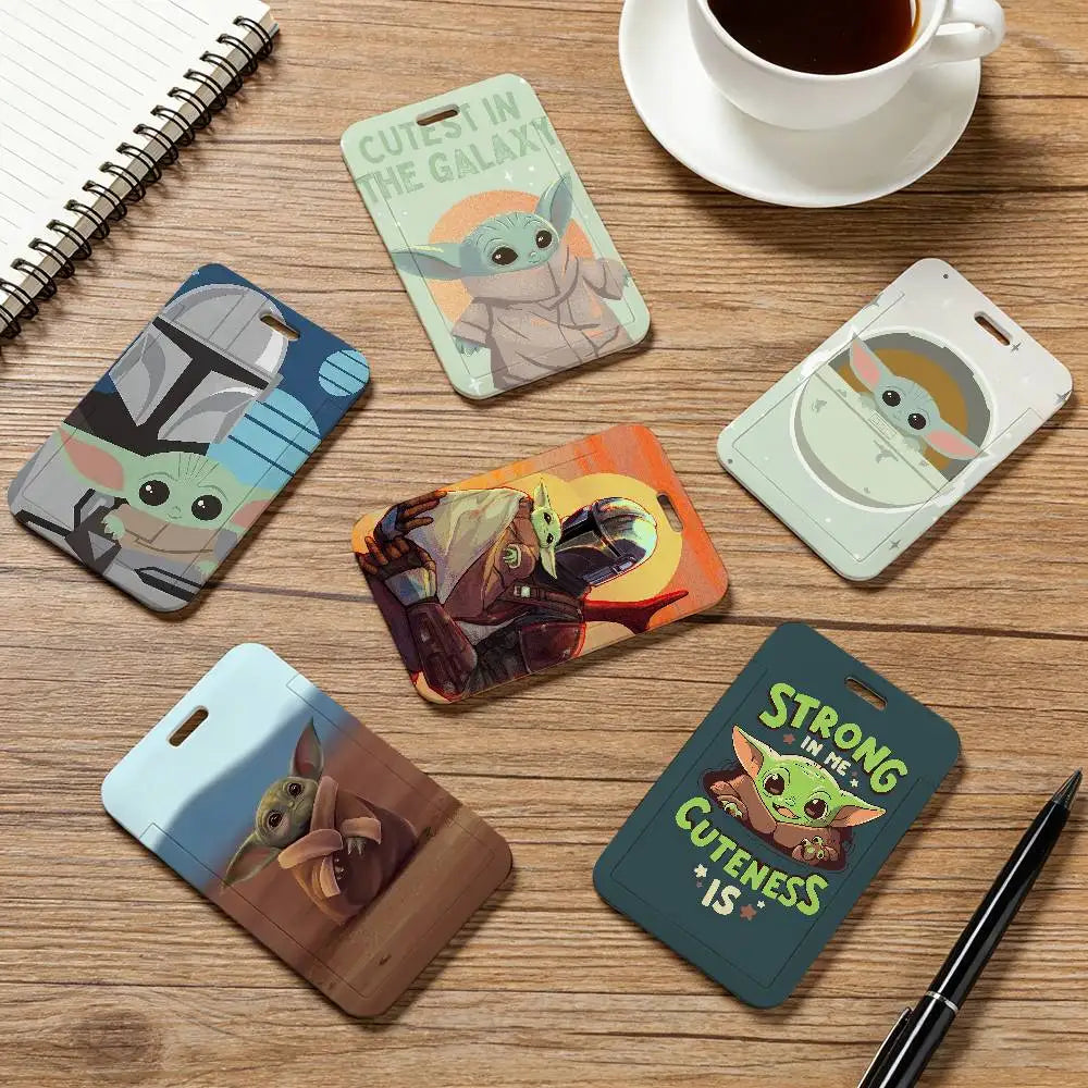 Cartoon Star Wars War Yoda Card Holder Employee Card Cover Lanyard Work Business ID Badge Holder Name Tag Cards Case
