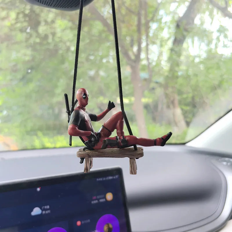 NWE Marvel Deadpool Car Rearview Mirror Pendant Reading Deadpool Car Pendant Mini Model Toy Action Figure New Hot Christmas Gift