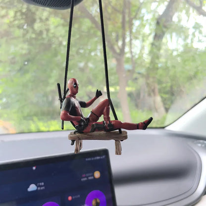 NWE Marvel Deadpool Car Rearview Mirror Pendant Reading Deadpool Car Pendant Mini Model Toy Action Figure New Hot Christmas Gift