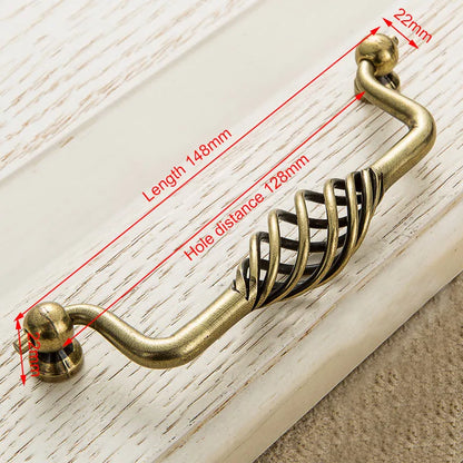 Vintage Antique Bronze Cabinet Handles Hollow Out Birdcage Handles Drawer Knobs Wardrobe Door Pullers Furniture Handle