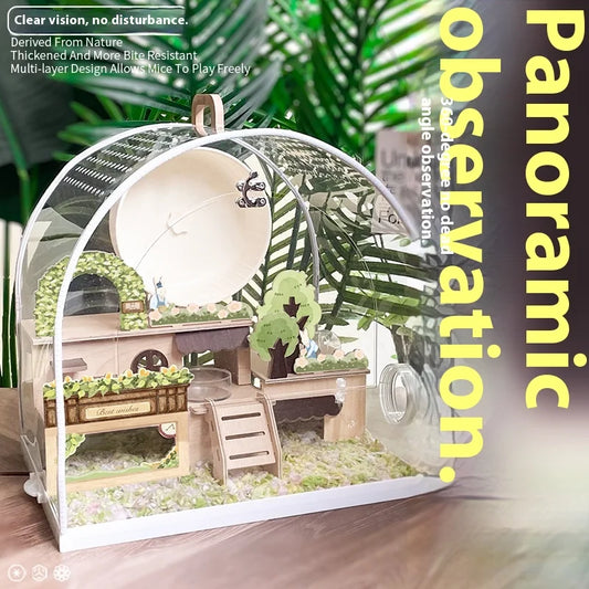 Large Two-Layer Golden Hamster Cage Chew-Resistant Transparent Luxury Villa Pet Home Breeding Habitat for Small Animals