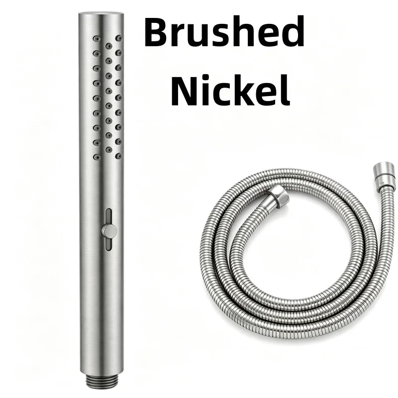 Brushed Nickel Stainless steel Hand Shower Head with 1.5M Hose Water Saving Handshower Shower Brass Bracket Accessor