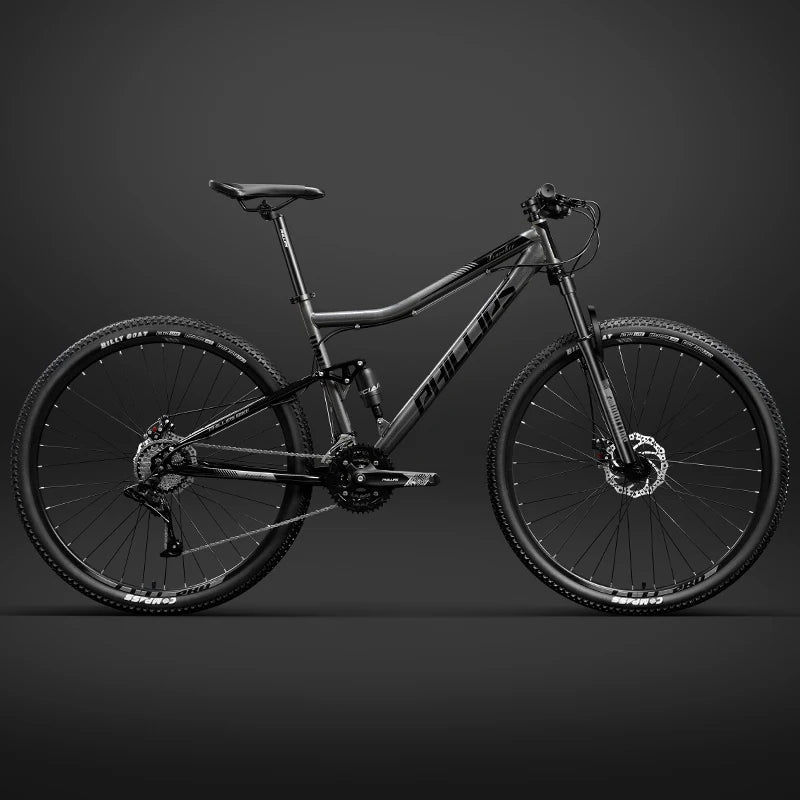 Soft Tail Mountain Bike, Dual Shock Absorbing Cross-Country Mountain Bicycle,Downhill Bicycle Double Disc Brake, 24/27/30 Speed,