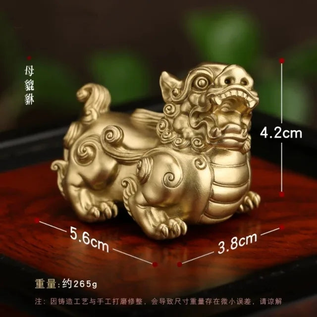 Pixiu Statue Chinese Feng Shui Pi Yao Figurine Silver Metal Sculpture Wealth Lucky Desktop Ornament Home Office Table Decor Gift