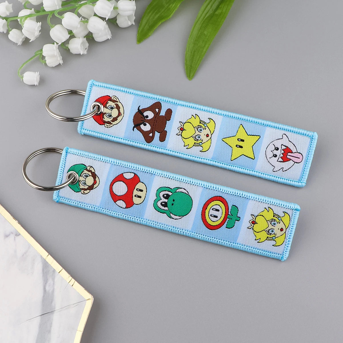 Cool Anime Game Keychain Embroidery Game Key Tag Cute Cartoon Key Fobs Key Rings Backpack Wallet Key Cosplay Accessory Gifts