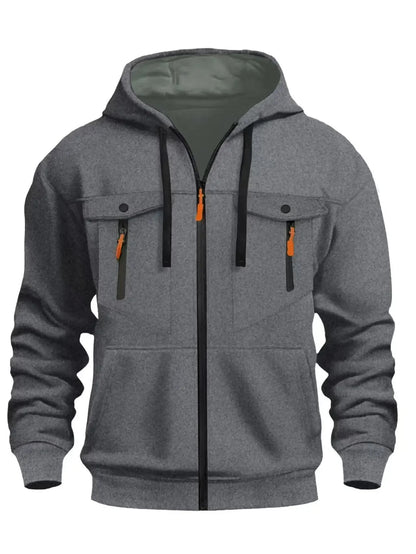 2026 Men's Casual Zipper Hoodie Fashionable Street Style Comfortable Loose Version Autumn/Winter Warm Hoodie Men's Clothing
