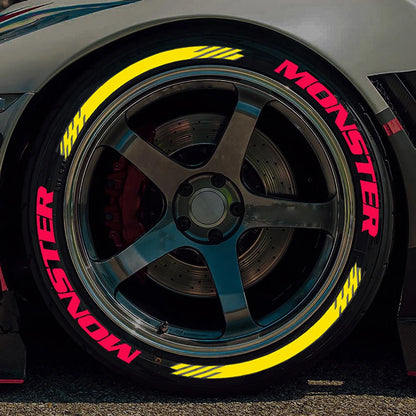 8pcs/lot MONSTER Car Tire Decals 3D PVC Joined Stickers Tire Decor Stickers Car Tuning Tire Decoration Decals Tyre Label Sticker