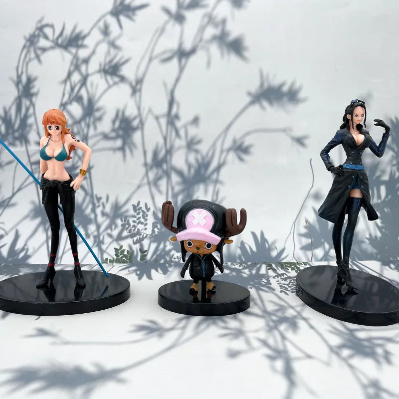 Anime One Piece Brook Chopper Usopp Robin Franky Black Suit Ver. PVC Action Figure Game Statue Collectible Model Toys Doll 17cm