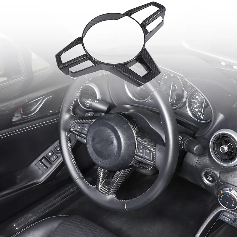 For Mazda MX-5 ND 2016-2024 Real Carbon Fiber Car Steering Wheel Decorative Frame Sticker Car Interior Accessories