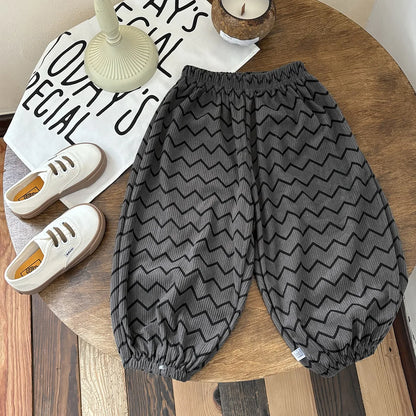 2026 Kids Girls Boys Corduroy Pants Spring Loose Harem Pants 1-8Y Korean Style Children's Clothes Autumn Casual Trousers Clothes