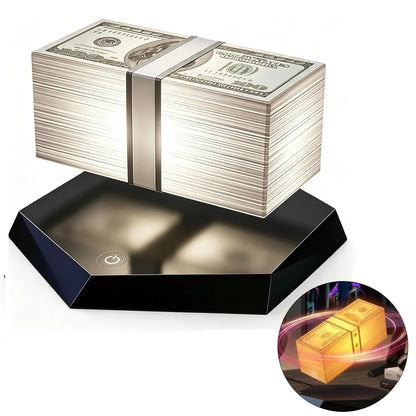 Magnetic Levitation Game Cash Lamp 360° Rotating Floating Money Stack with 3 Color Modes Touch Base, USB Powered Mini GTA Style