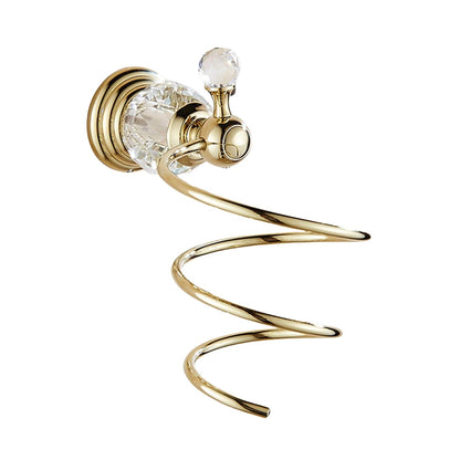 Luxury Gold Polished Brass Bathroom Accessories Set - Wall-Mounted Crystal Bath Hardware Collection